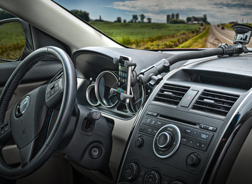AutoExec Car Desk Accessory Extended Mount for Standard Smartphones in Black