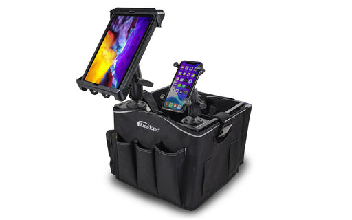 AutoExec Milkcrate Apron w Phone Mount Tablet Mount for Car Storage and Organizer in Black
