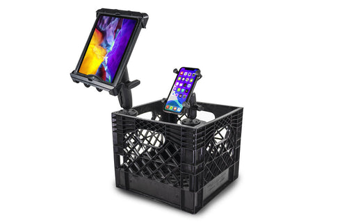 AutoExec Milkcrate w Phone Mount Tablet Mount for Car Storage and Organizer in Black