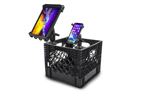 AutoExec Milkcrate Apron w Phone Mount Tablet Mount for Car Storage and Organizer in Black