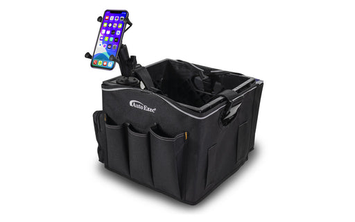 AutoExec Milkcrate Apron w Phone Mount for Car Storage and Organizer in Black