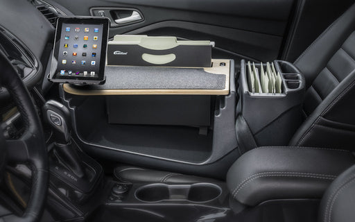 AutoExec Efficiency FileMaster Car Desk w Power Inverter Tablet Mount in Birch