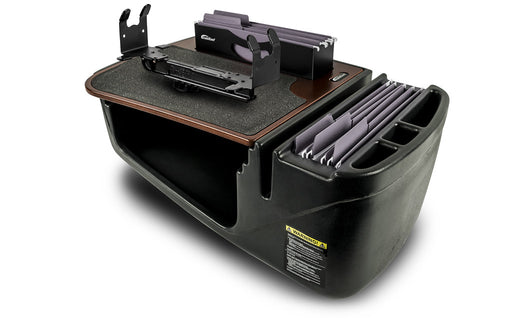 AutoExec Efficiency FileMaster Car Desk w Power Inverter Printer Stand in Mahogany