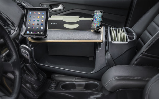 AutoExec Efficiency FileMaster Car Desk w Power Inverter Phone Mount Tablet Mount in Birch