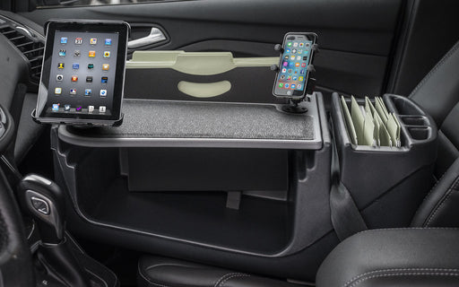 AutoExec Efficiency FileMaster Car Desk w Power Inverter Phone Mount Tablet Mount in Grey