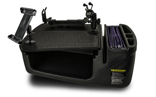 AutoExec Efficiency GripMaster Car Desk w Power Inverter Printer Stand Phone Mount Tablet Mount in Black