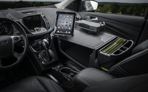 AutoExec Efficiency GripMaster Car Desk w Printer Stand iPad Tablet Mount in Black