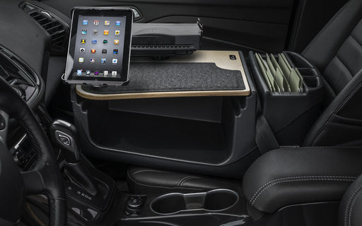 AutoExec Efficiency GripMaster Car Desk w Printer Stand Tablet Mount in Birch