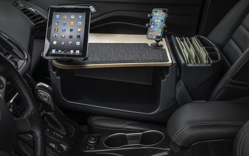 AutoExec Efficiency GripMaster Car Desk w Tablet Mount Phone Mount in Birch