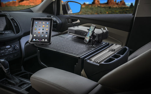 AutoExec Efficiency GripMaster Car Desk w Power Inverter Printer Stand Phone Mount Tablet Mount in Green Camouflage