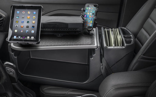AutoExec Efficiency GripMaster Car Desk w Power Inverter Printer Stand Phone Mount Tablet Mount in Grey