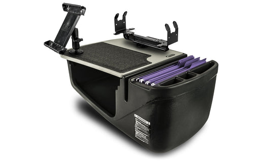 AutoExec Efficiency GripMaster Car Desk w Printer Stand Tablet Mount in Grey