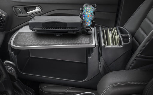 AutoExec Efficiency GripMaster Car Desk w Printer Stand Phone Mount in Grey