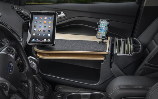 AutoExec GripMaster Car Desk w Phone Mount Tablet Mount in Birch