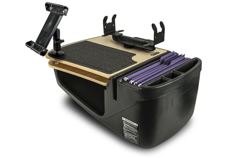 AutoExec GripMaster Car Desk w Printer Stand Tablet Mount in Birch