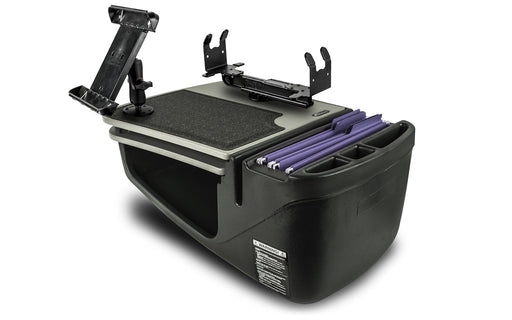 AutoExec GripMaster Car Desk w Printer Stand Tablet Mount in Grey