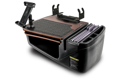 AutoExec GripMaster Car Desk w Printer Stand Tablet Mount in Mahogany