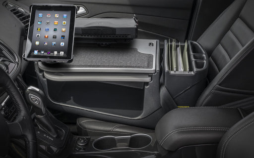 AutoExec GripMaster Car Desk w Printer Stand Tablet Mount in Grey