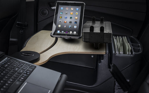 AutoExec Reach Desk Back Seat Car Desk w Printer Stand Tablet Mount in Birch