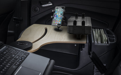 AutoExec Reach Desk Back Seat Car Desk w Printer Stand Phone Mount in Birch