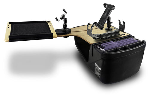 AutoExec Reach Desk Back Seat Car Desk w Power Inverter Phone Mount Tablet Mount Printer Stand in Birch