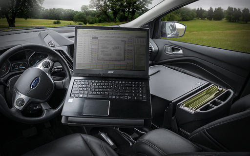 AutoExec Reach Desk Front Seat Car Desk w Power Inverter in Black