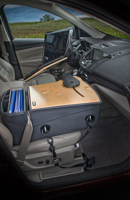 AutoExec Reach Desk Front Seat Car Desk w Power Inverter in Birch