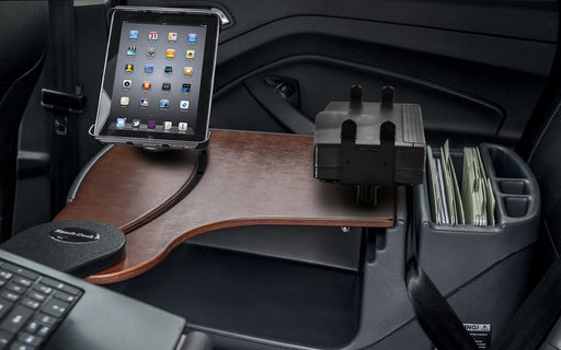 AutoExec Reach Desk Back Seat Car Desk w Power Inverter Tablet Mount Printer Stand in Mahogany