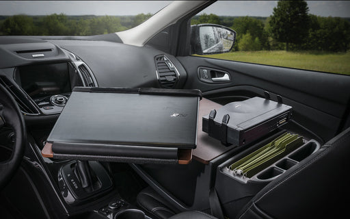 AutoExec Reach Desk Front Seat Car Desk w Printer Stand in Mahogany