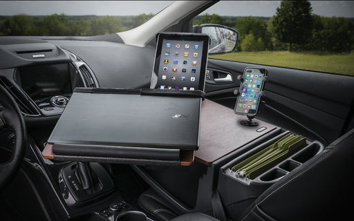 AutoExec Reach Desk Front Seat Car Desk w Phone Mount Tablet Mount in Mahogany