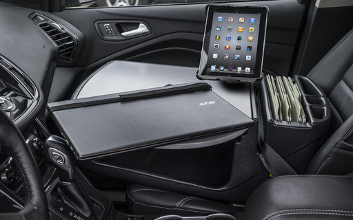 AutoExec RoadMaster Car Desk w Power Inverter Tablet Mount in Grey