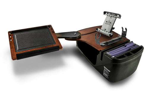 AutoExec Reach Desk Back Seat Car Desk w Power Inverter Tablet Mount Printer Stand in Mahogany