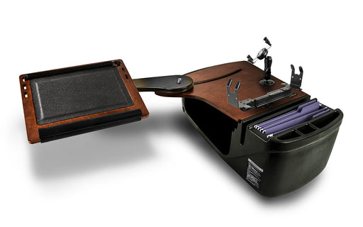 AutoExec Reach Desk Back Seat Car Desk w Power Inverter Phone Mount Printer Stand in Mahogany