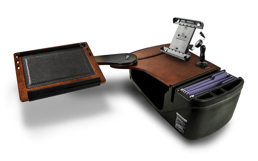 AutoExec Reach Desk Back Seat Car Desk w Power Inverter Phone Mount Tablet Mount in Mahogany
