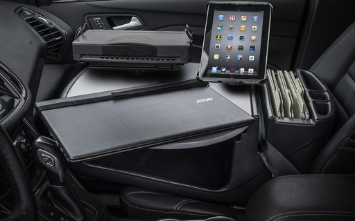 AutoExec RoadMaster Car Desk w Power Inverter Tablet Mount Printer Stand in Grey