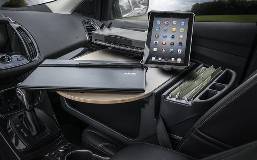 AutoExec RoadMaster Car Desk w Power Inverter Tablet Mount Printer Stand in Birch