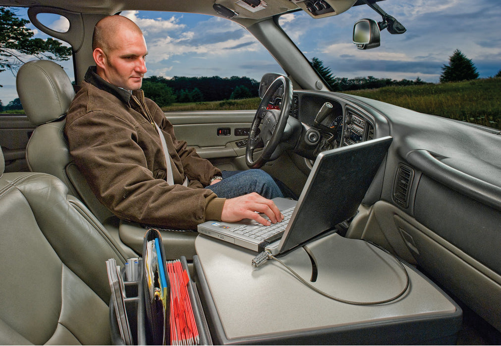 AutoExec RoadMaster Truck Desk w Power Inverter in Grey