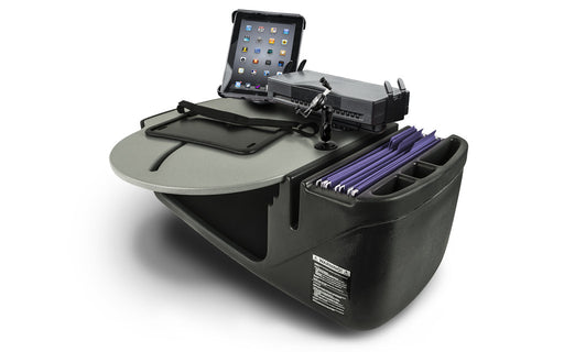 AutoExec RoadMaster Car Desk w Power Inverter Phone Mount Tablet Mount Printer Stand in Grey