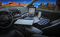 AutoExec RoadMaster Car Desk w Power Inverter Phone Mount Tablet Mount in Blue Steel Flames