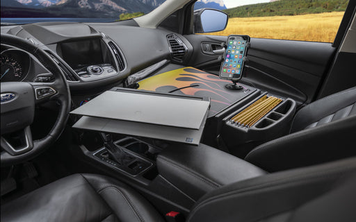 AutoExec RoadMaster Car Desk w Phone Mount in Hot Rod Orange Flames