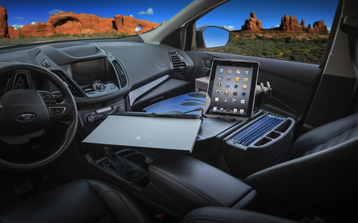 AutoExec RoadMaster Car Desk w Printer Stand Tablet Mount in Blue Steel Flames