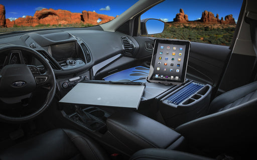 AutoExec RoadMaster Car Desk w Tablet Mount in Blue Steel Flames