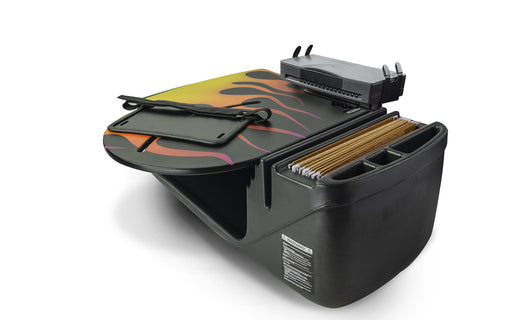 AutoExec RoadMaster Car Desk w Printer Stand in Hot Rod Orange Flames
