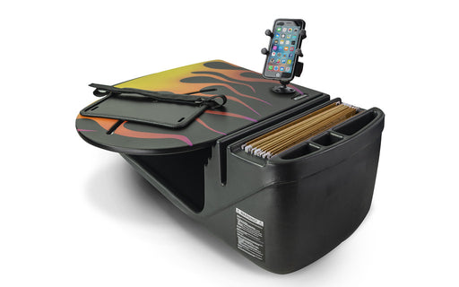 AutoExec RoadMaster Car Desk w Phone Mount in Hot Rod Orange Flames