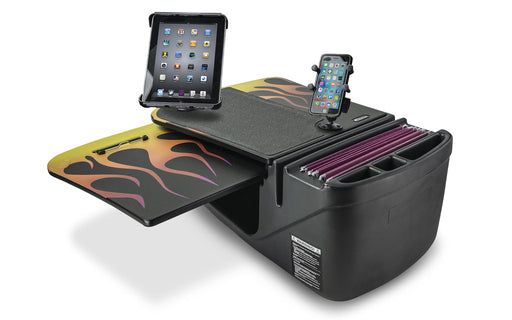 AutoExec GripMaster Car Desk w Power Inverter Phone Mount Tablet Mount in Hot Rod Orange Flames