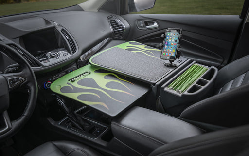 AutoExec GripMaster Car Desk w Phone Mount in Candy Apple Green Flames