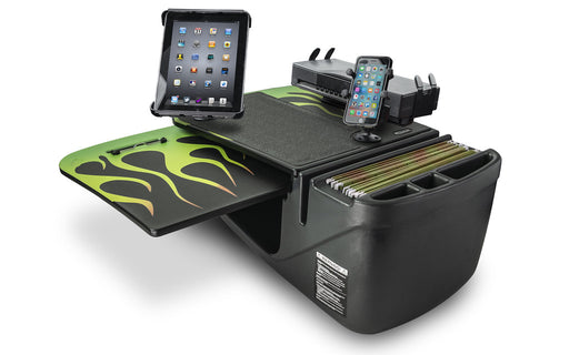 AutoExec GripMaster Car Desk w Power Inverter Printer Stand Phone Mount Tablet Mount in Candy Apple Green Flames