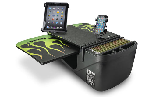 AutoExec GripMaster Car Desk w Power Inverter Phone Mount Tablet Mount in Candy Apple Green Flames