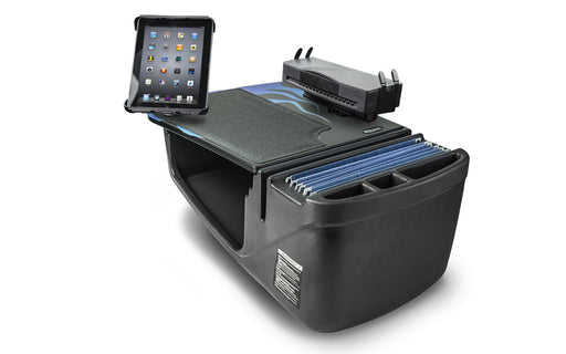 AutoExec Efficiency GripMaster Car Desk w Power Inverter Printer Stand Tablet Mount in Blue Steel Flames