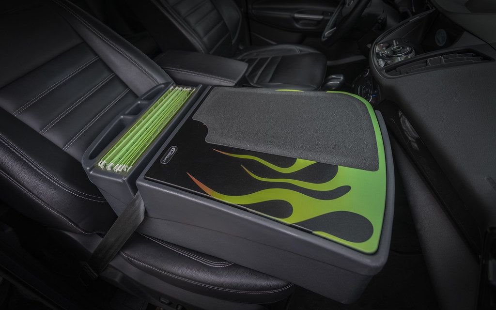 AutoExec Efficiency GripMaster Car Desk in Candy Apple Green Flames